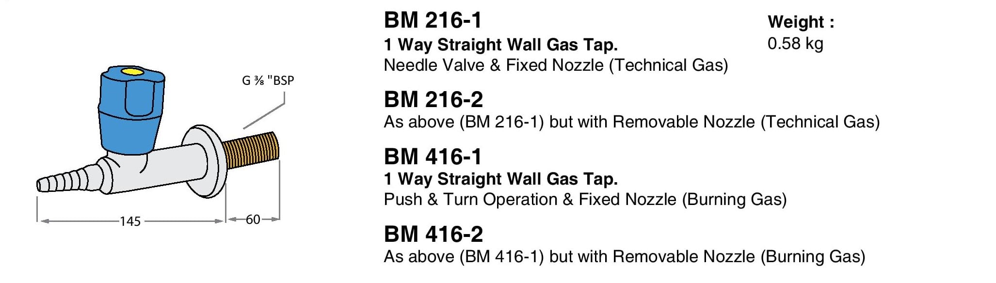 METHOD Gas Fittings 1 Way Straight Wall Gas Tap